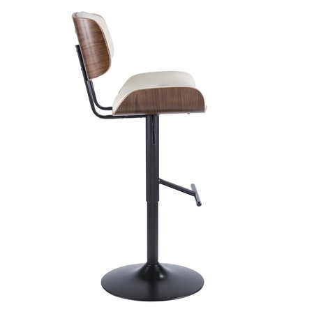 Lumisource Lombardi Adjustable Swivel Barstool in Walnut with Cream Faux Leather BS-JY-LMB WL+CR